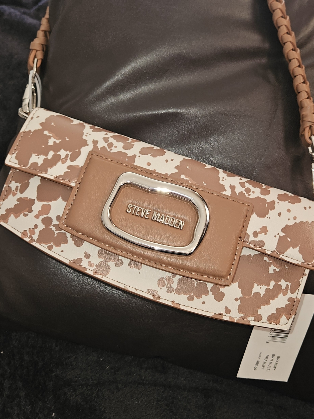 Steve Madden Tan & White  Cow Print Shoulder Bag
